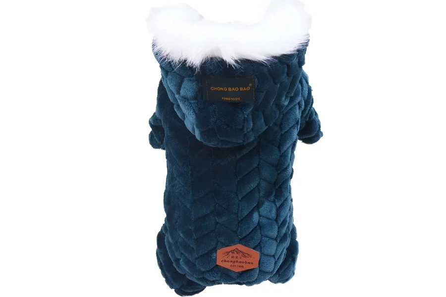 Fleece-Lined Winter Dog Jacket with Fur Hood for Small Breeds